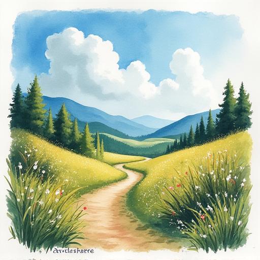 Œuvre élève paysage aquarelle